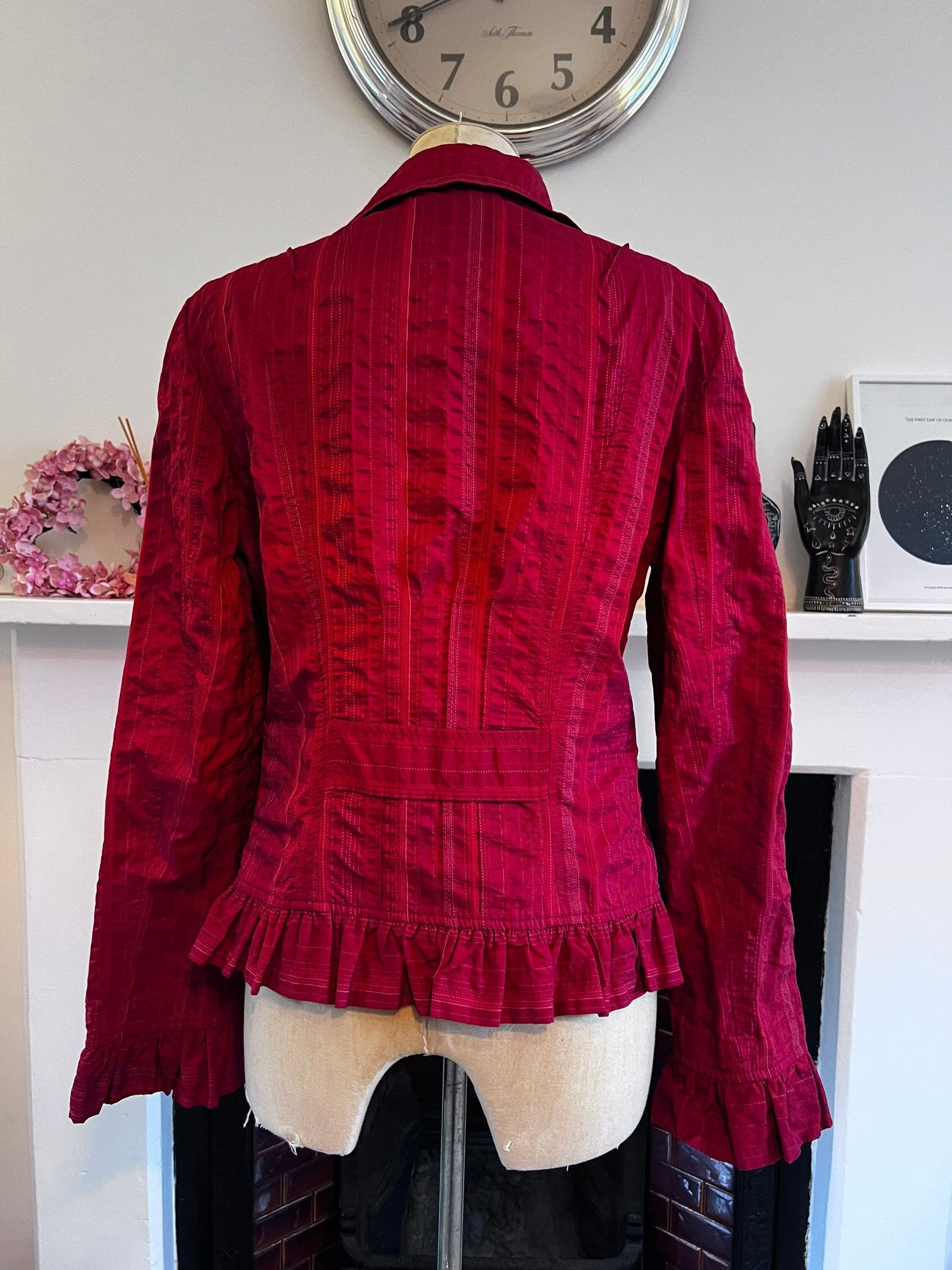 Vintage Red Riding Jacket chunky buttons Scarlet Stripe Blazer Jacket - excellent condition Orwell UK12