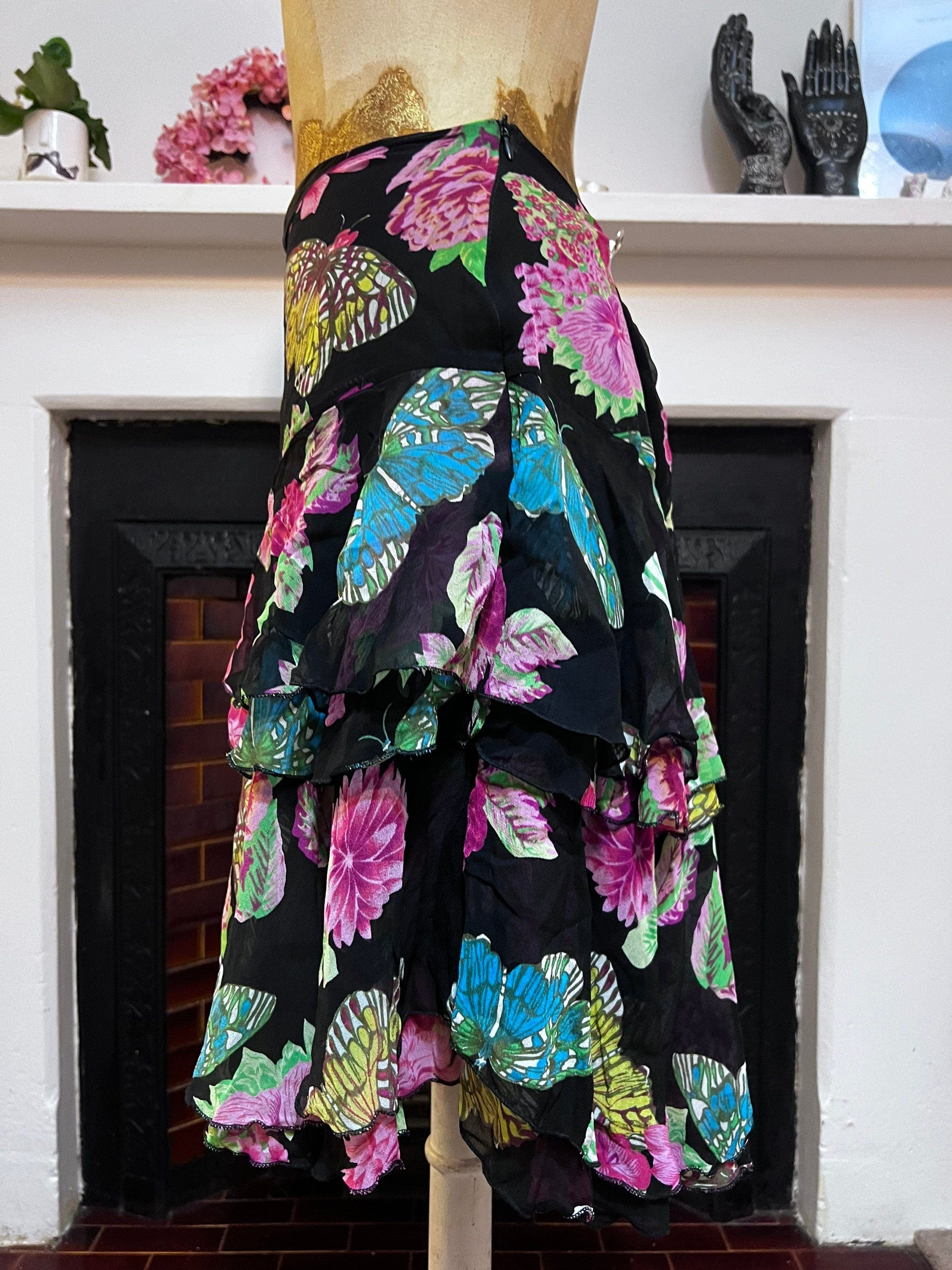 Long black deals yellow floral skirt