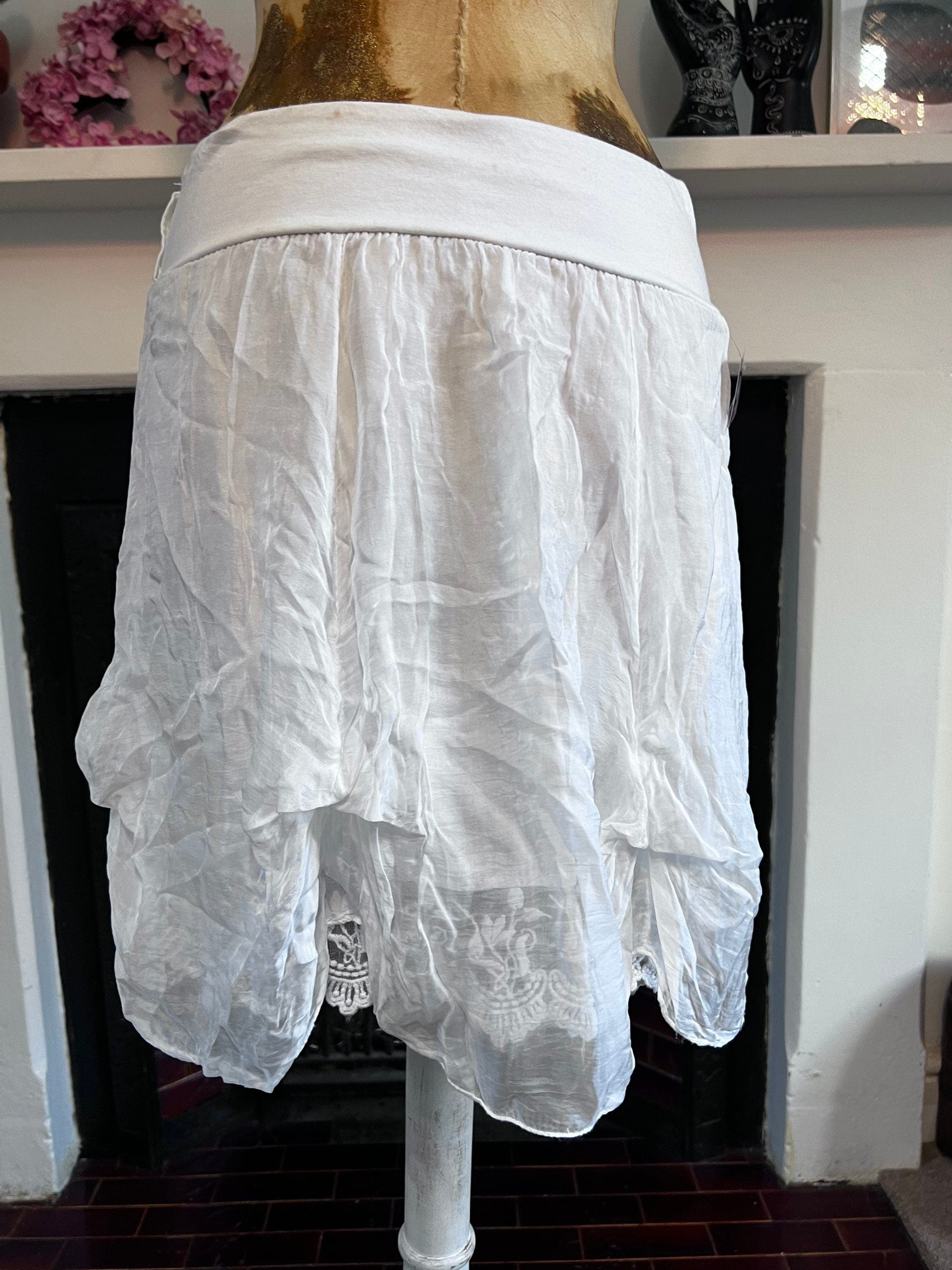Vintage white Layered mini skirt Hippie Festival Skirt mini skirt