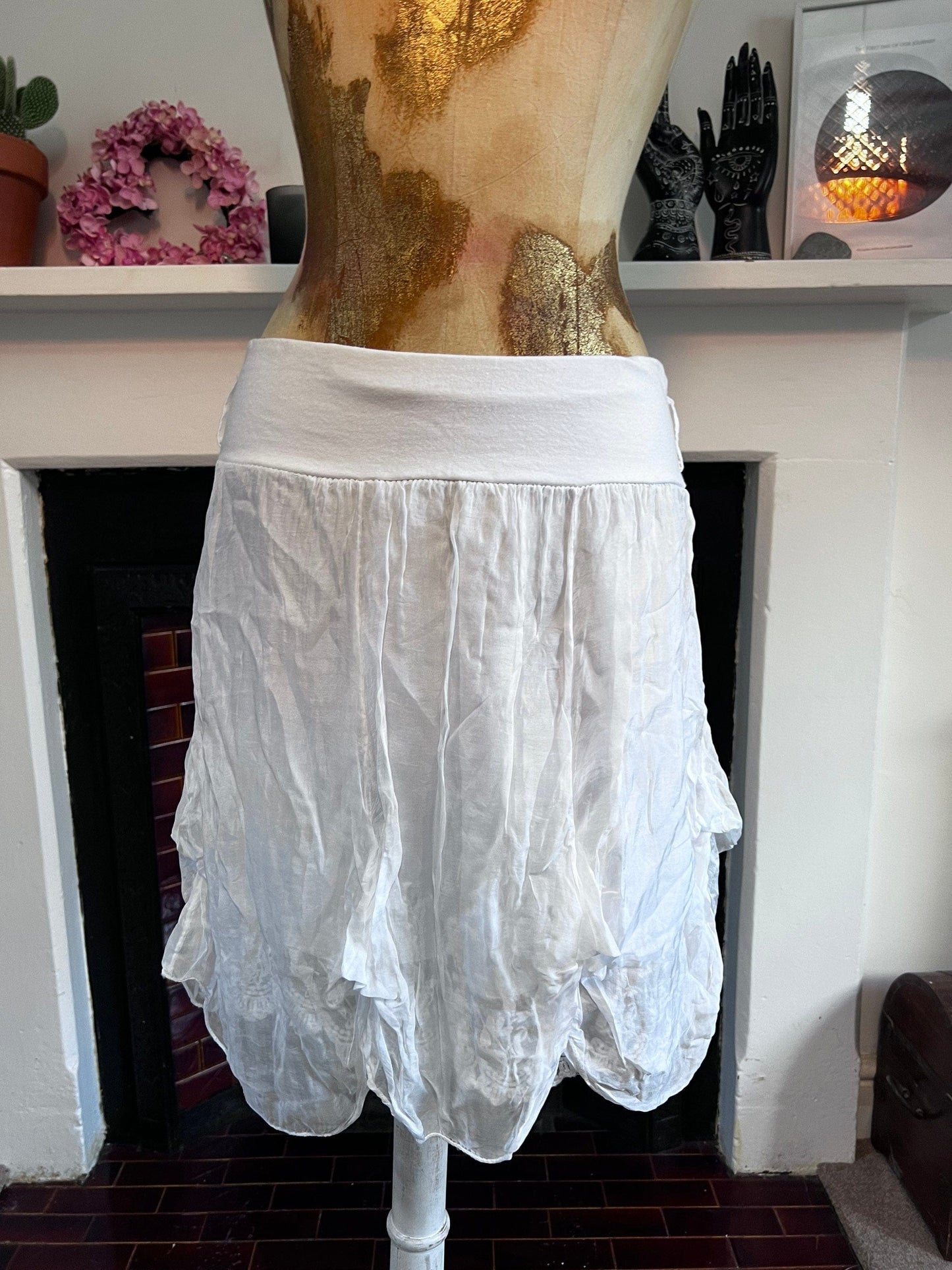 Vintage white Layered mini skirt Hippie Festival Skirt mini skirt length multi layer maxi skirt UK10