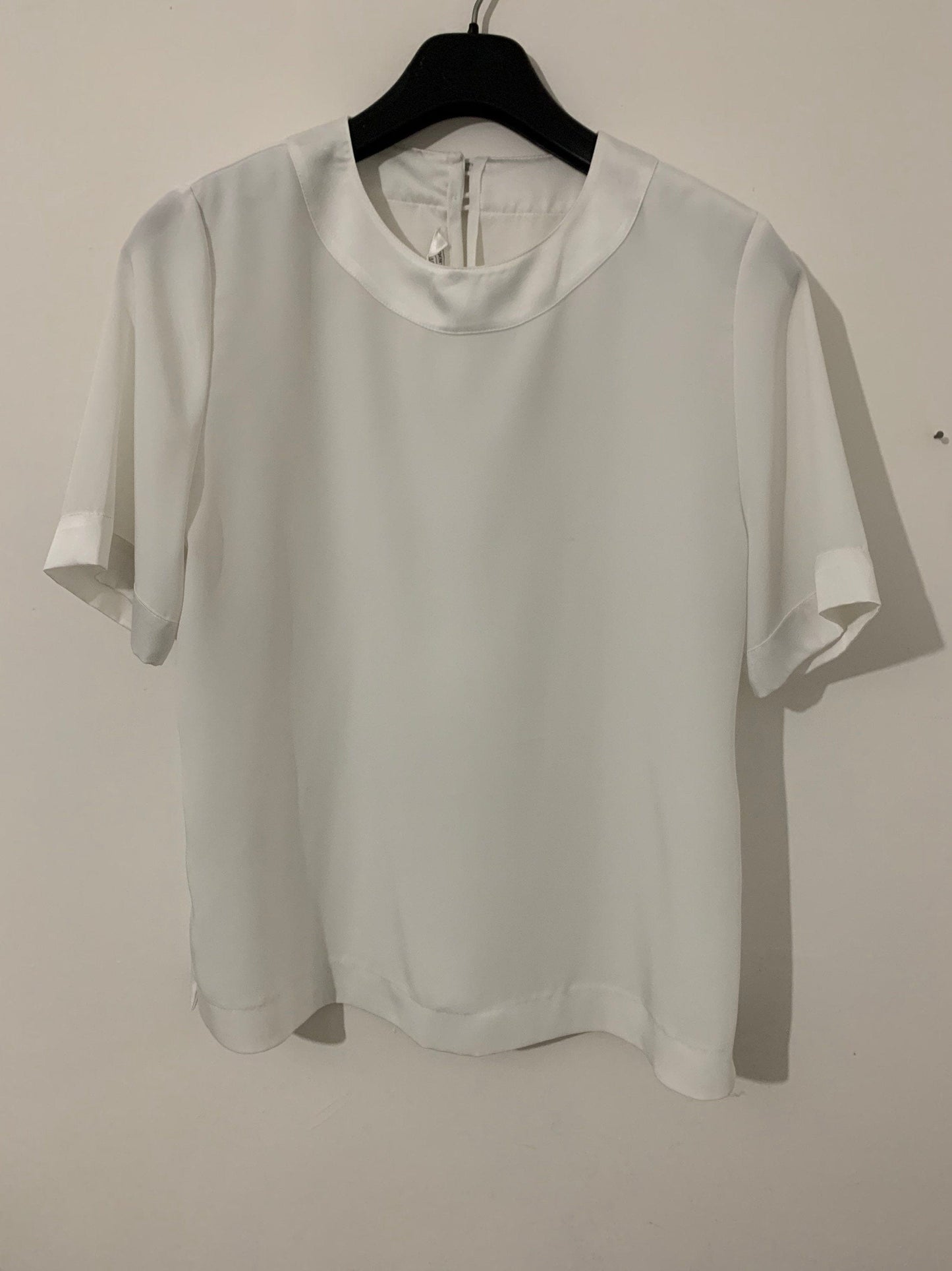 White Vintage Blouse Semi Sheer Boxy short Sleeves - Size 14