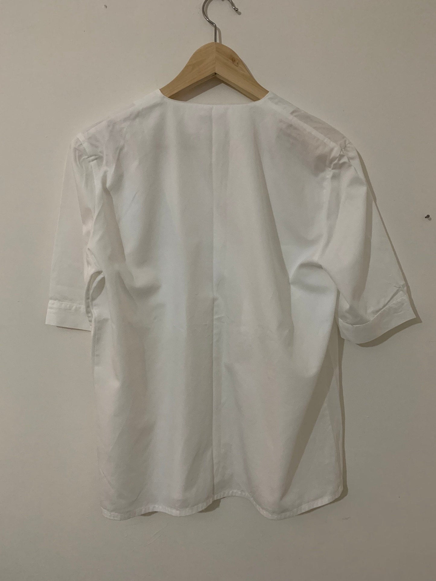 White Vintage Blouse Semi Sheer Button Through Boxy short Sleeves - Size 14 - Viyella